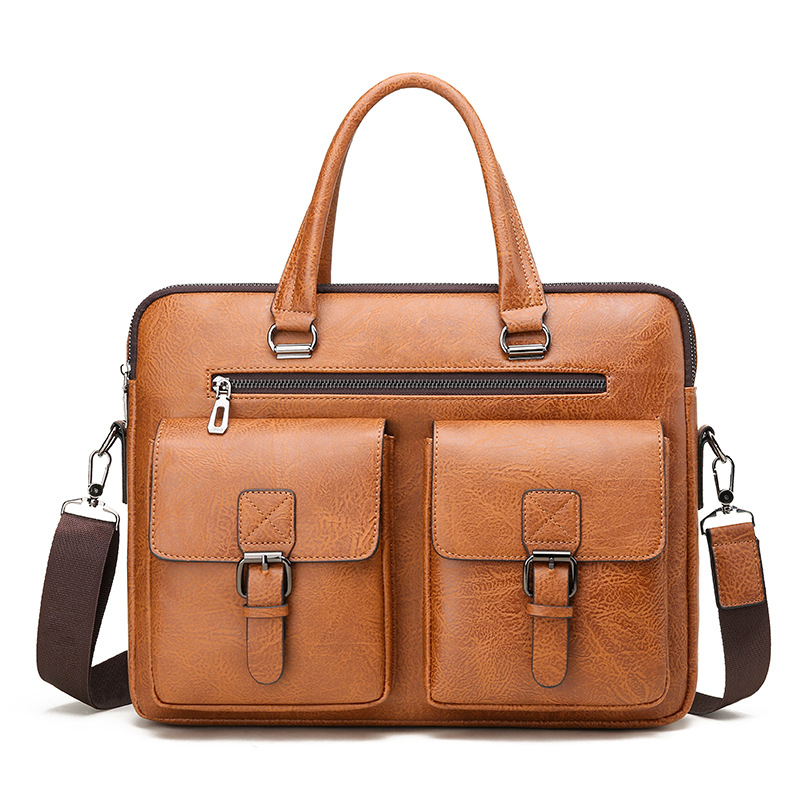 Luxury Tote Bags With Zipper - 男性用PUレザービジネスブリーフケース,ショルダーバッグ,ラップトップ用オフィスランチバッグ,A4ファイル,高級ブランド