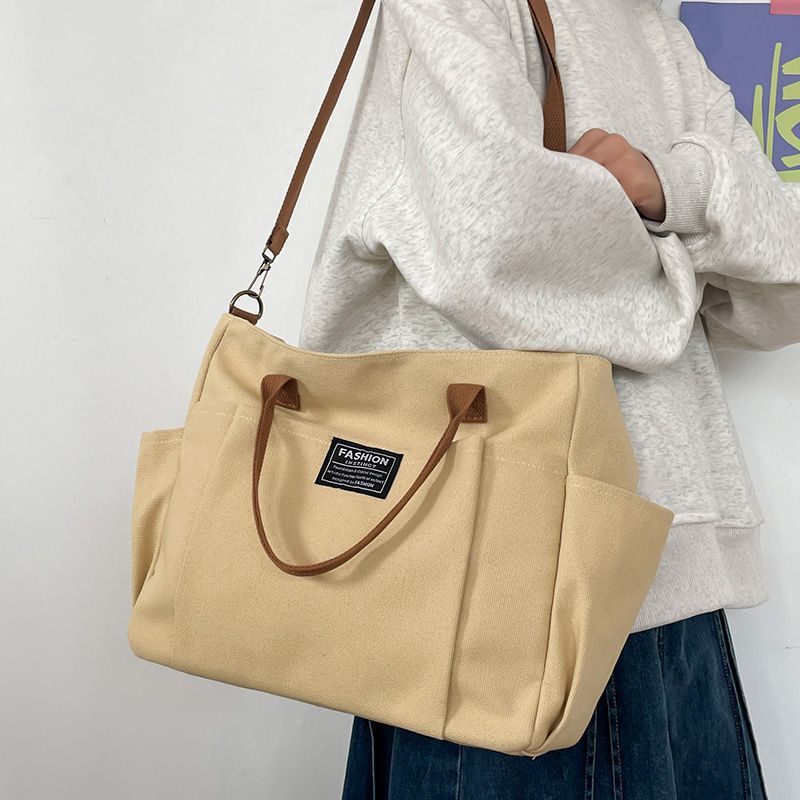 Canvas Tote Designer - 女性用大型キャンバストートバッグ、ミニマリストワークバッグ - エクストラワイド通勤用ショッパーバッグ、学校用耐久性のあるクロスボディショルダーバッグ