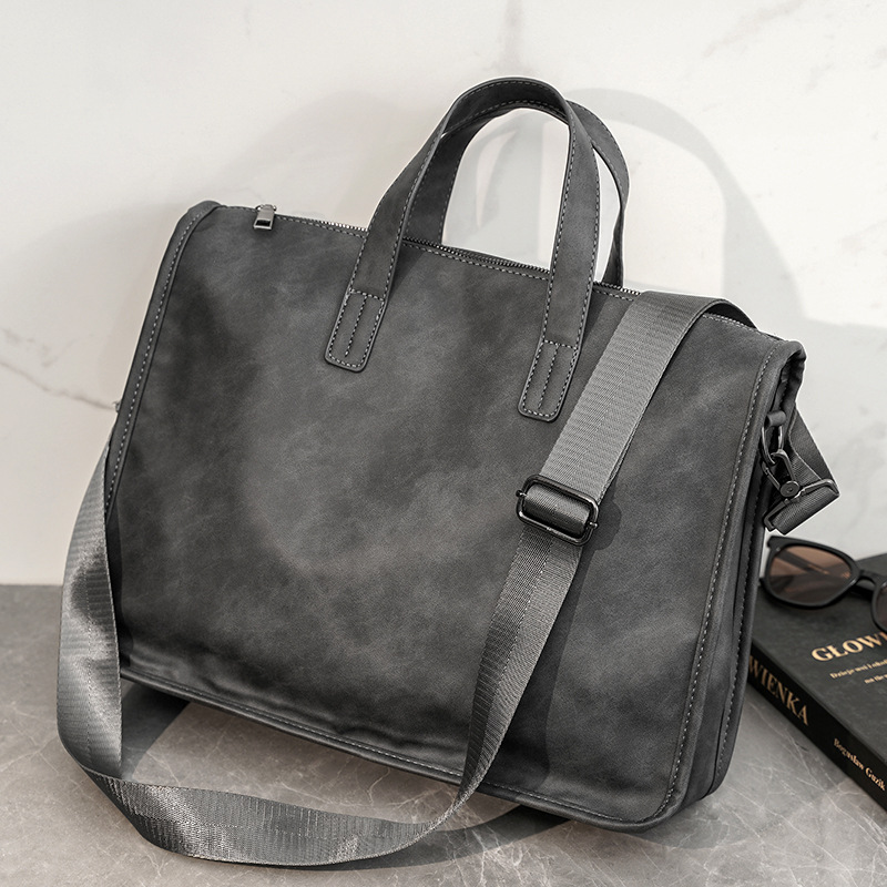 Luxury Tote Bags With Zipper - カジュアルビジネスメンズハンドバッグファッション大容量ブリーフケースショルダーストラップ付き男性クロスドヨーバッグ高級PUレザーラップトップバッグ