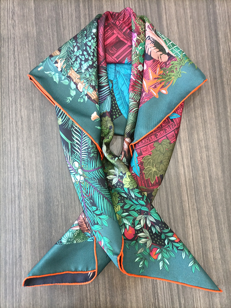Luxury Bags For Summer - シルクスカーフ 90 センチメートル女性手巻き正方形バンダナヘッドバッグアクセサリー高級デザイナー 90 18 ミリメートルショールヘアネックスカーフ