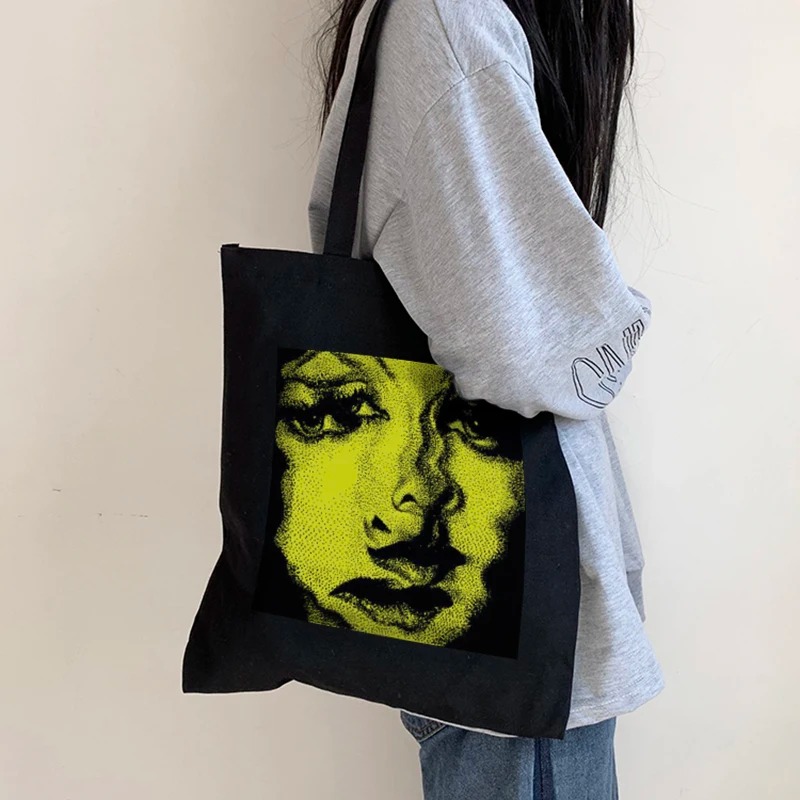 Canvas Tote Designer - ホラー女性キャンバスバッグパンクヴィンテージダーク大容量イン漫画カジュアルゴシックショッパーバッグY2kオル女性ショルダーバッグ