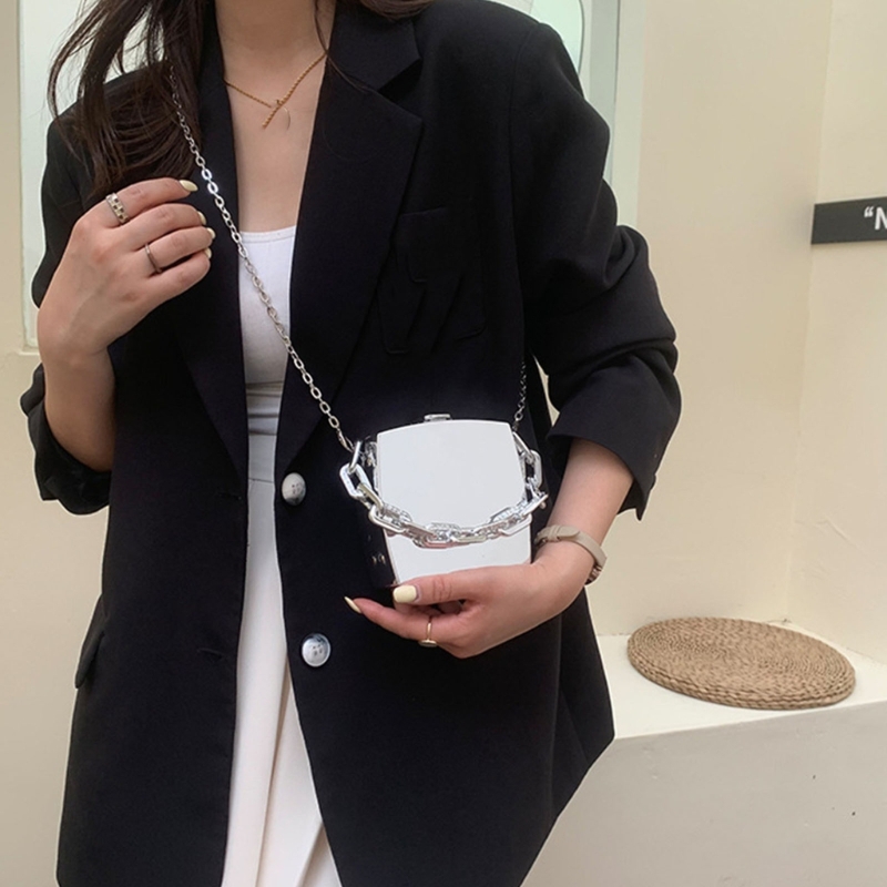 Luxury Bags Women - 女性のためのゴールデンミニイブニングクラッチ,小さなPVCボックス,ショルダーストラップ,更新,ショッピングバッグ