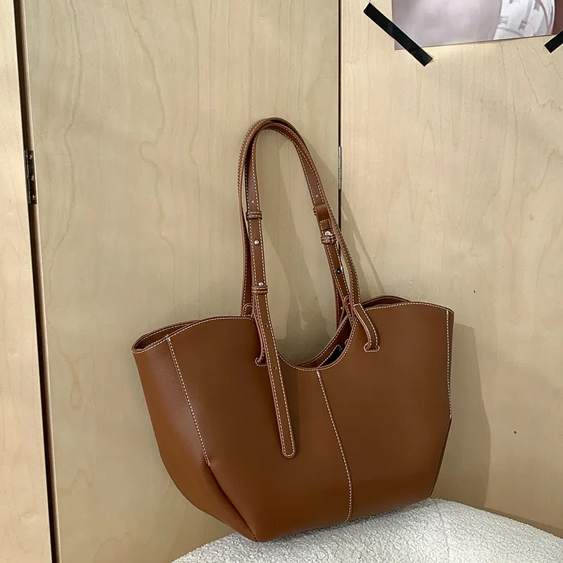 Luxury Tote Bags With Zipper - ヴィンテージ女性用ハンドバッグ 大容量ポータブルショッピングショルダーバッグ 高級PUレザー レディース通勤用アンダーアームトートバッグ ボルサ