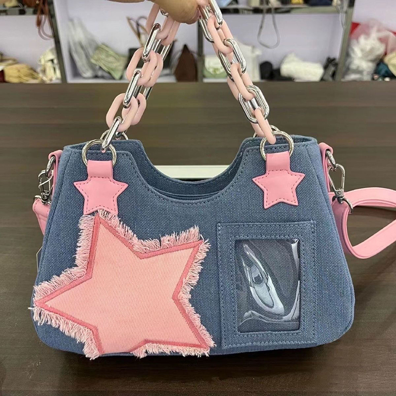 Luxury Tote Bags With Zipper - デニム素材の女性用脇下ショッパートートバッグ、大容量デザイナーホーボーショルダーバッグ、高級女性用ハンドバッグ、小型クロスボディバッグ