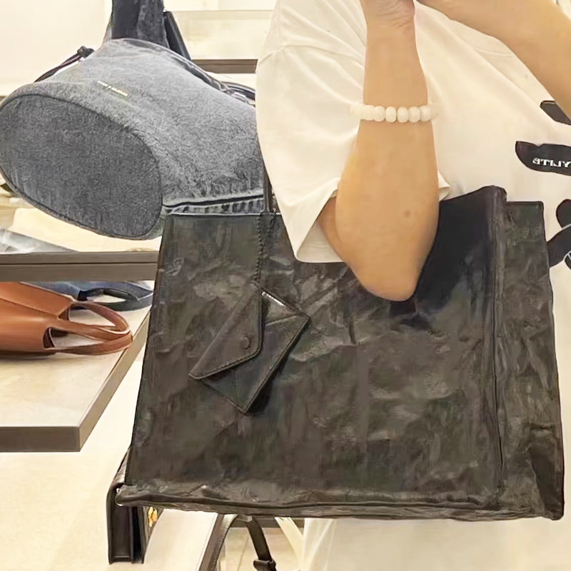 韓国カジュアルクラフト紙トートバッグ女性の高級デザイナーハン - Luxury Tote Bags With Zipper のレビューと価格