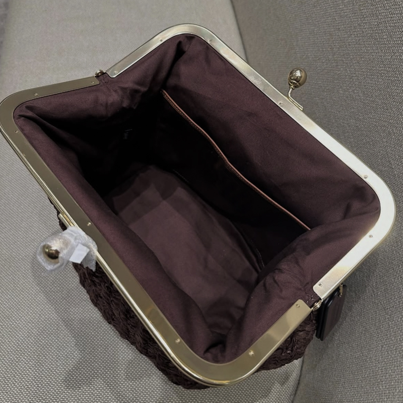 手織りキスロックフレームショルダーラフィアビーチバッグ女性用 - Luxury Bags Made のレビューと価格