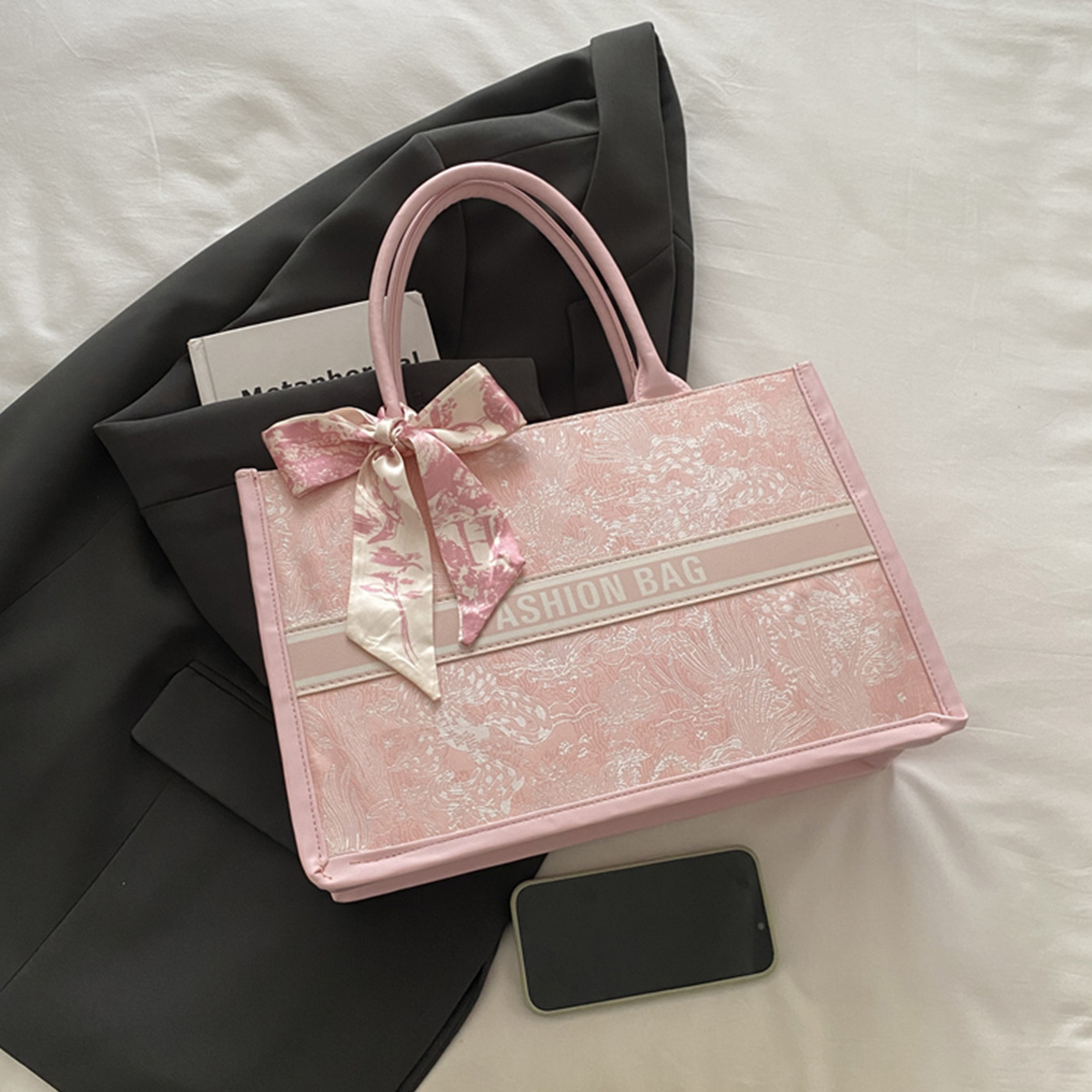 高級感あふれるエレガントな女性用トートバッグ、刺繍ブーケ柄P - Luxury Tote Bags With Zipper のレビューと価格