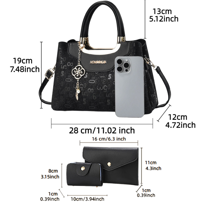 3ピースファッションレディースハンドバッグセット、女性用ライ - Luxury Bags のレビューと価格