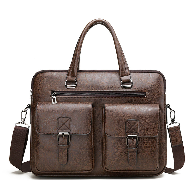 男性用PUレザービジネスブリーフケース,ショルダーバッグ,ラ - Luxury Tote Bags With Zipper のレビューと価格