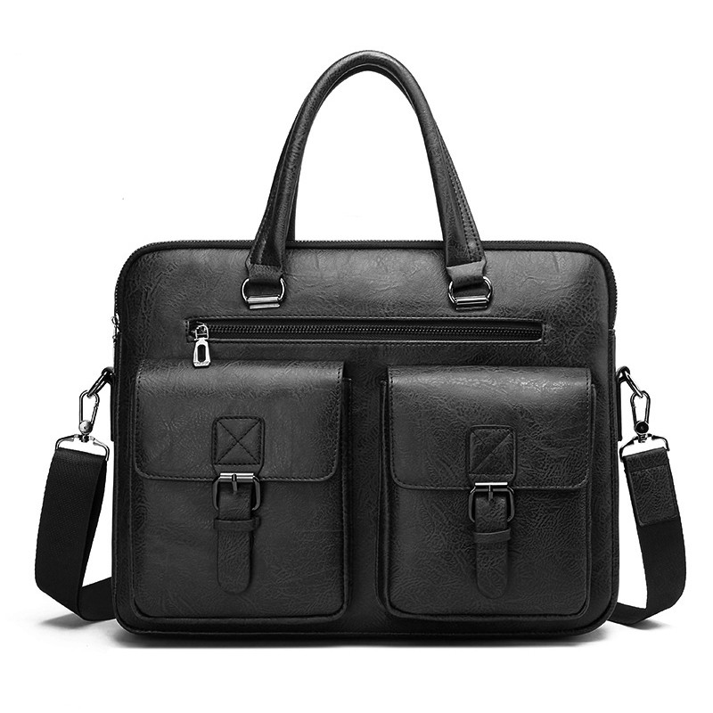 男性用PUレザービジネスブリーフケース,ショルダーバッグ,ラ - Luxury Tote Bags With Zipper のレビューと価格