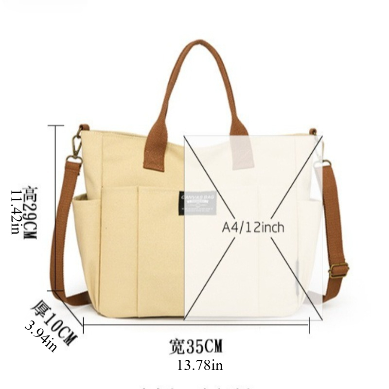 女性用大型キャンバストートバッグ、ミニマリストワークバッグ  - Canvas Tote Designer のレビューと価格