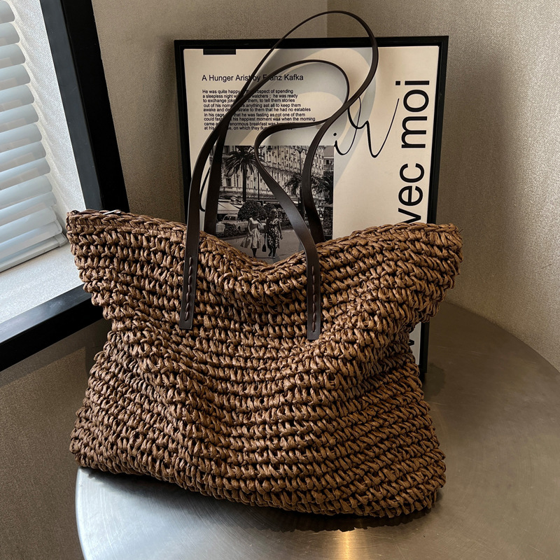 女性のための大きな編まれたストローバッグ,ビーチバッグ,大容 - Luxury Bags For Summer のレビューと価格