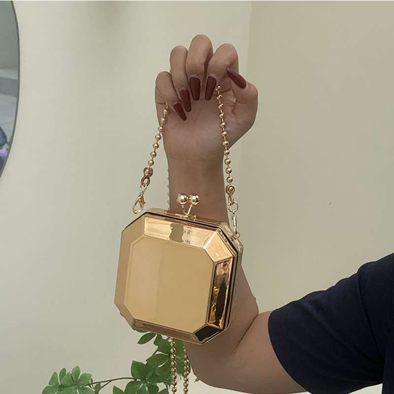 女性のためのゴールデンミニイブニングクラッチ,小さなPVCボ - Luxury Bags Women のレビューと価格