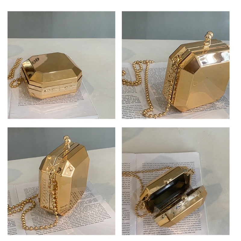 女性のためのゴールデンミニイブニングクラッチ,小さなPVCボ - Luxury Bags Women のレビューと価格
