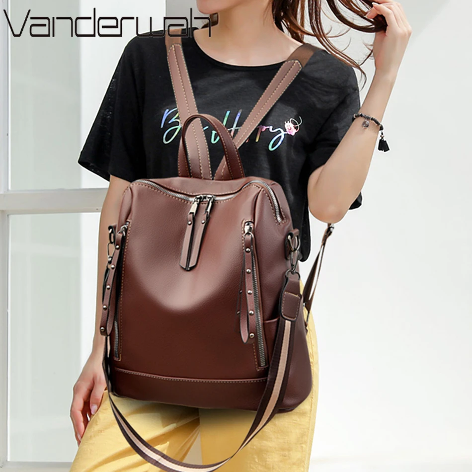 デラックスブランドのソフトレザーバックパック,防水,プレッピ - Luxury Tote Bags With Zipper のレビューと価格