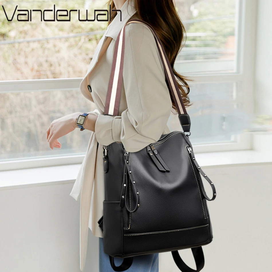 デラックスブランドのソフトレザーバックパック,防水,プレッピ - Luxury Tote Bags With Zipper のレビューと価格