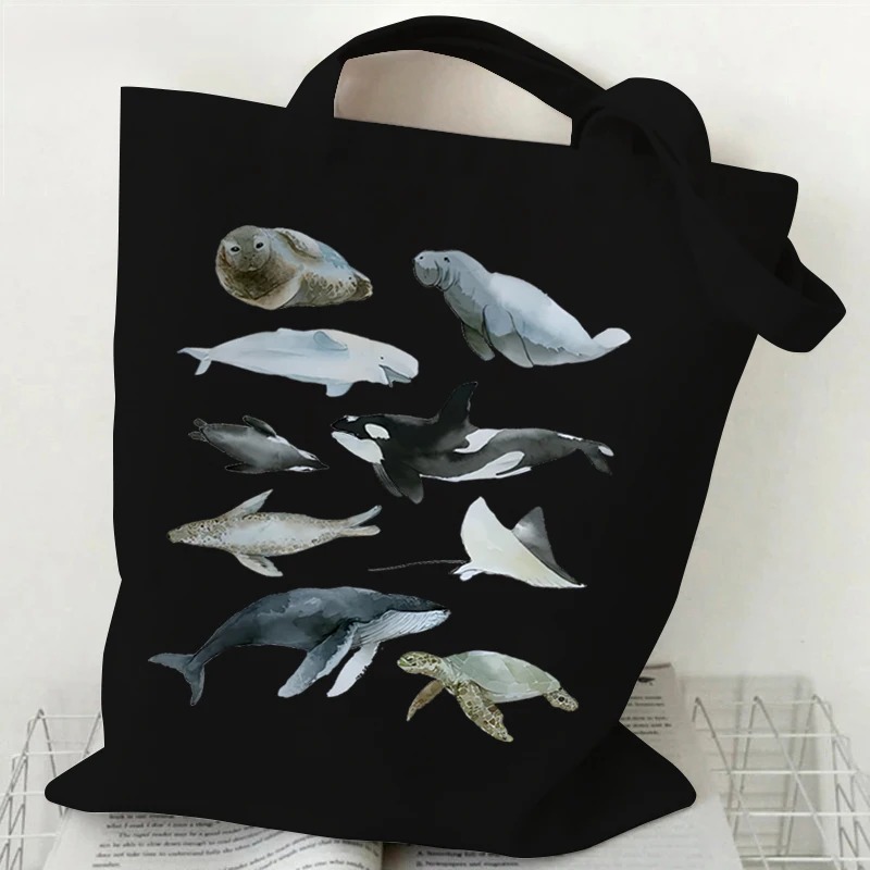 さまざまな小さな魚のトートバッグ、女性用キャンバスショッピン - Canvas Tote Designer のレビューと価格