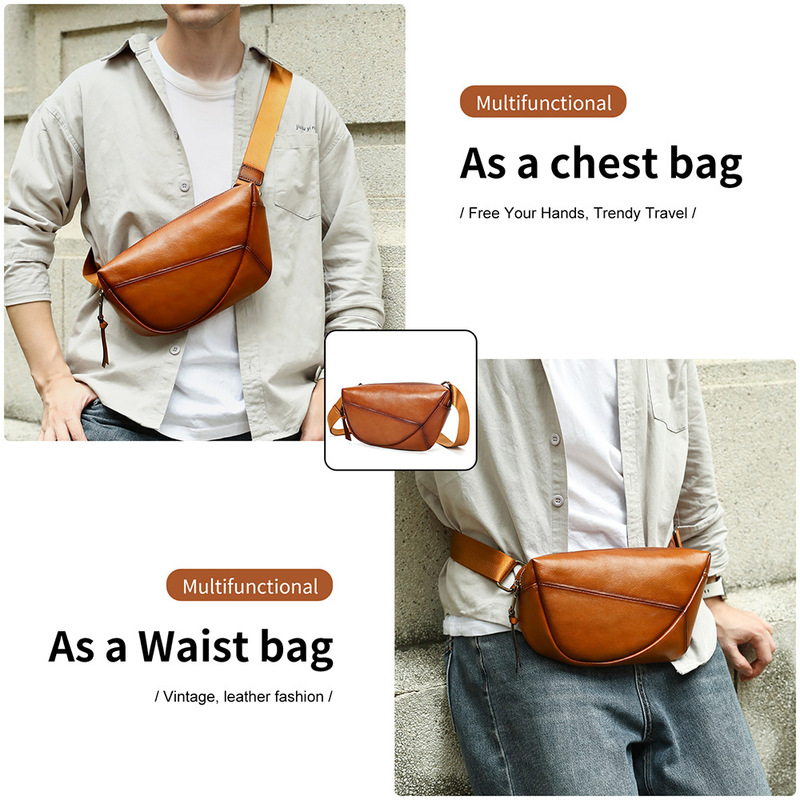 ヴィンテージ加工の本革メンズチェストバッグ、カジュアルでシン - Saddle Bag Distressed のレビューと価格