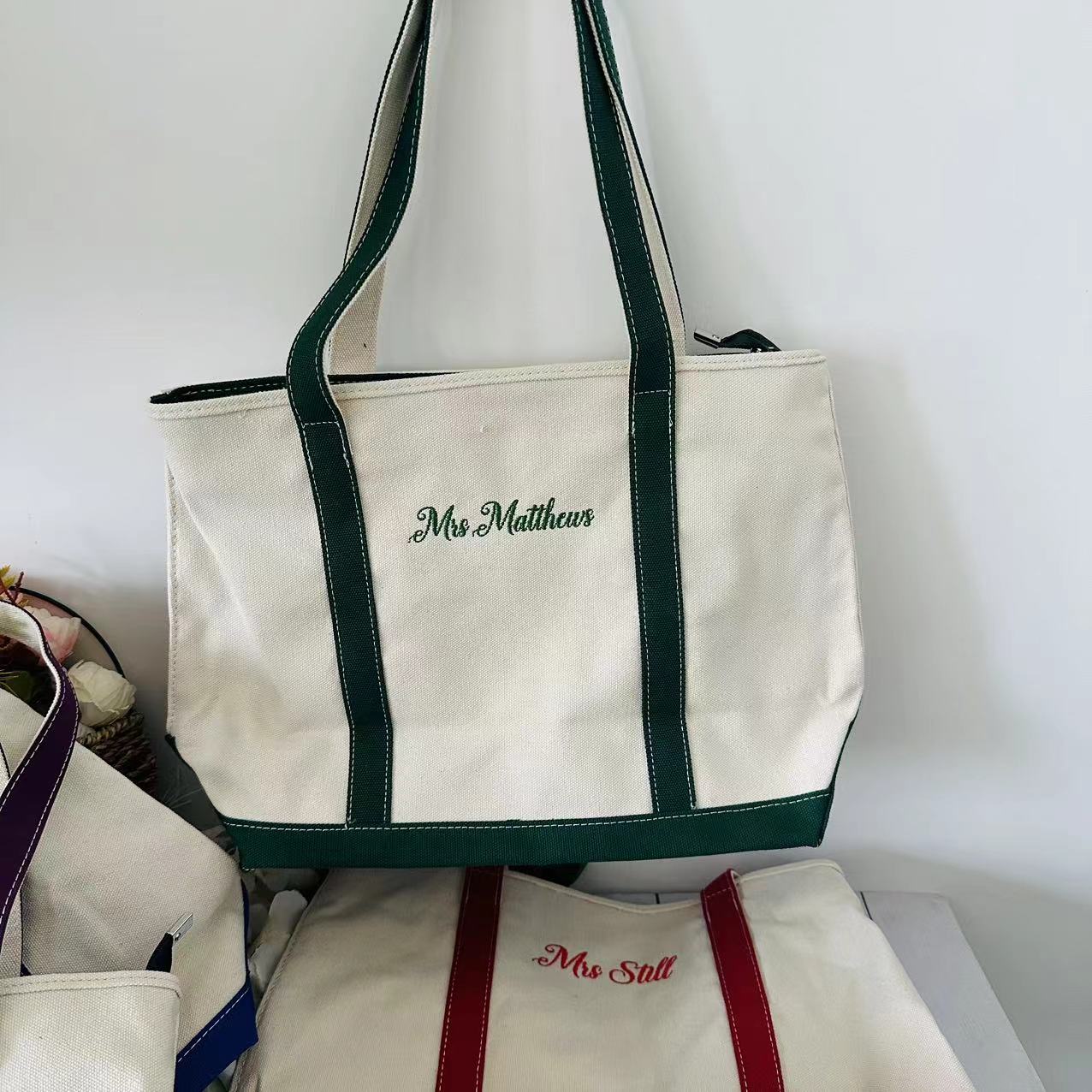 パーソナライズされたボートバッグ,刺embroidered名 - Canvas Tote Designer のレビューと価格