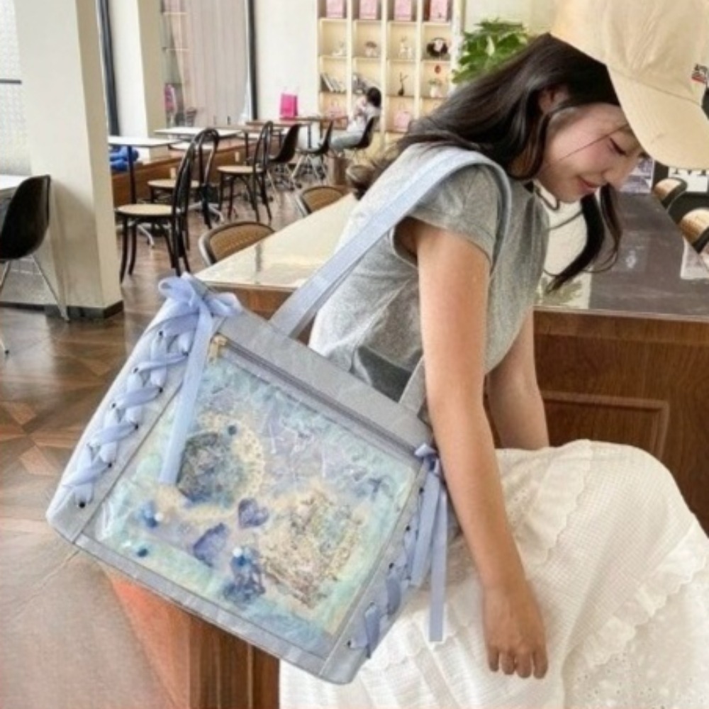 多用途ファッションリボンイタバッグ大容量アニメバッグデイリー - Luxury Tote Bags With Zipper のレビューと価格