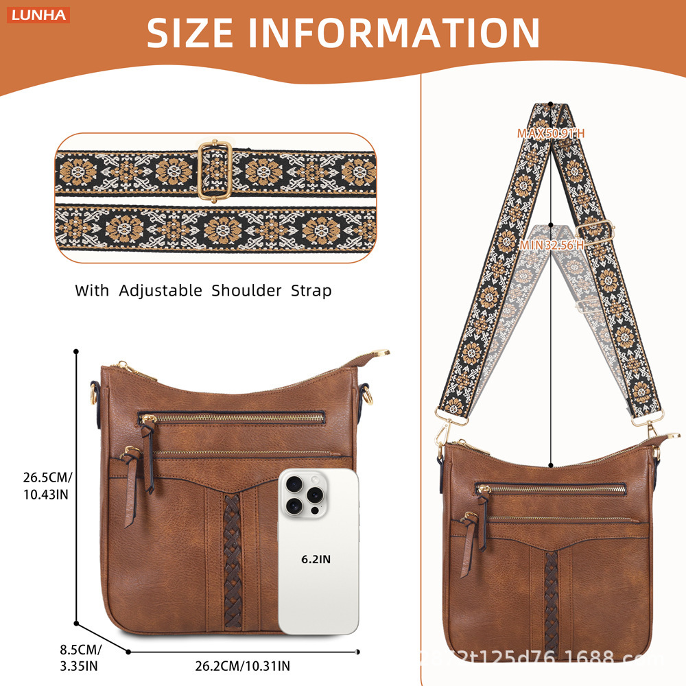 ヴィンテージ風編み込みバケットクロスボディバッグ、ボヘミアン - Saddle Bag Distressed のレビューと価格